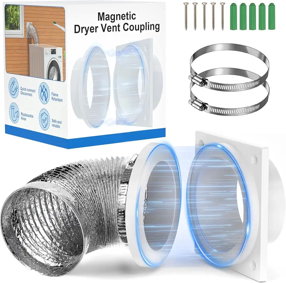 Magnetic Dryer Vent Coupling, Airtight Seal Strong Magnet Dryer Vent