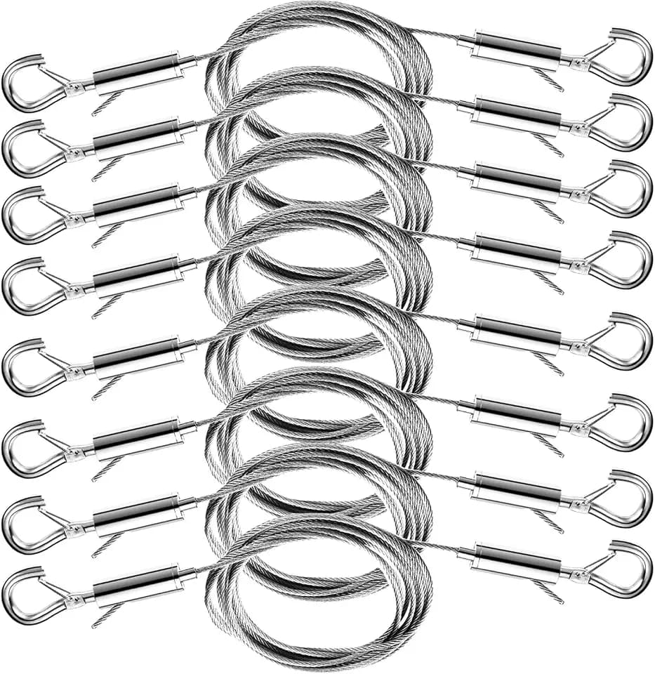 8PCS Adjustable Picture Hanging Wire Kit,Frame,Mirror Hanging Kit,6.6FT Heavy Duty Stainless Steel Rope for Hanging Pictures,Billboards,Basket,Flowerpot,Supports Up to 66lbs