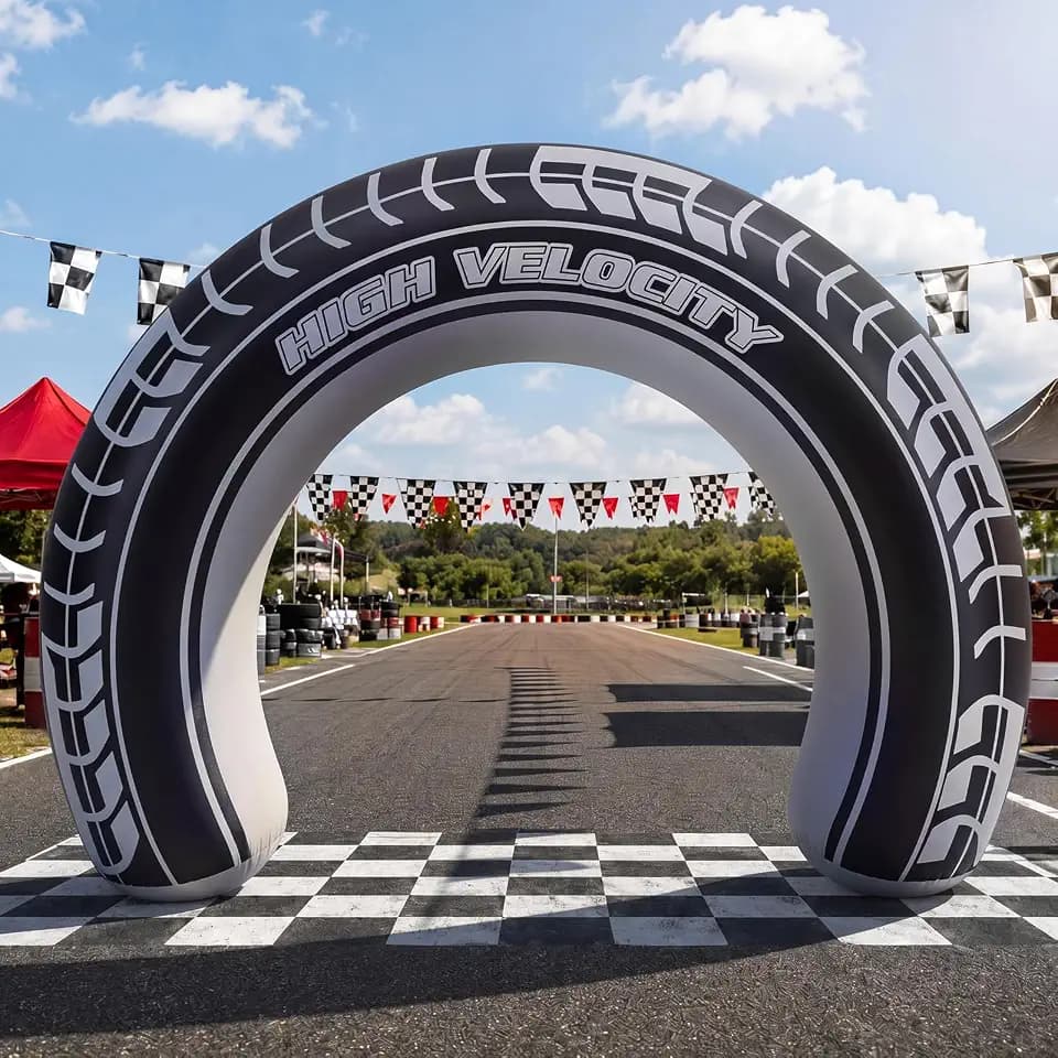 Jenaai 8ft Giant Car Tire Inflatable Arch Blow up Yard Decorations