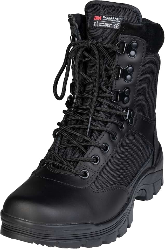 Mil-Tec SWAT Boot Herren • Taktischer Einsatzstiefel mit Thinsulate-Isolierung & EVA-Schaumeinlagen • Glattlederstiefel mit Dämpfung • Rutschfeste Gummisohle für Outdoor, Arbeit & Einsatz