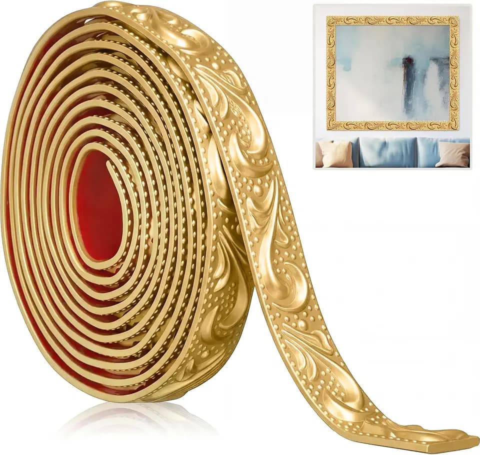 1 Pack Champagne Peel and Stick Crown Molding, 13.1 ft X 1.2"