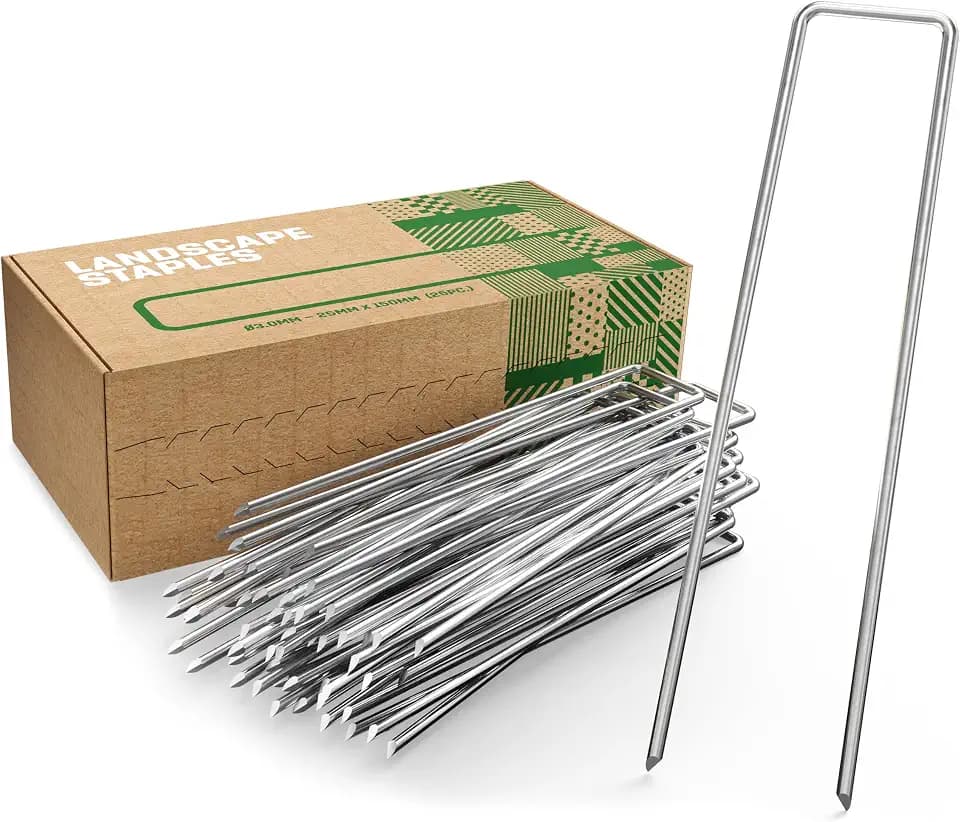 GardenGloss Erdanker/Heringe Anti ROST - 100 Stück - rostfreie & verzinkte Bodenanker für Befestigung - 150mm*25mm*Ø2.8mm - Erdnägel/Bodenhaken aus Stahl - Bodenverankerung/Bodenbefestigung