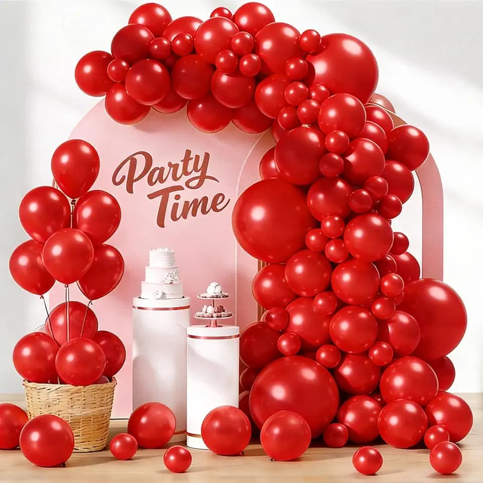 107 Stück Geburtstagsdeko Luftballons, Luftballons Geburtstag Rot Girlande, Größen 18 12 10 5 Zoll Ballons Festival Party Deko, Latex Ballongirlande Deko, Hochzeit Ballonbogen, Baby Shower Deko