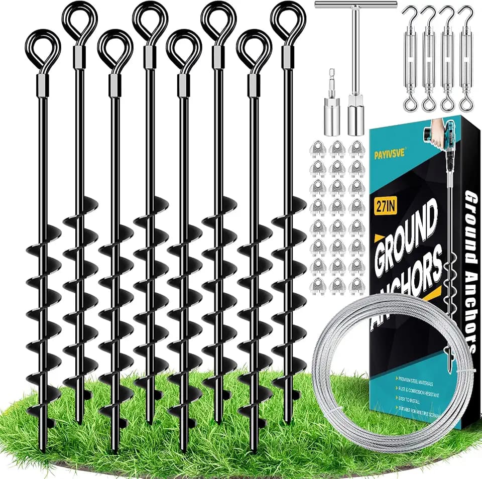 Ground Anchors Heavy Duty Shed Anchors Kit Mobile Home Anchor, 8x27in