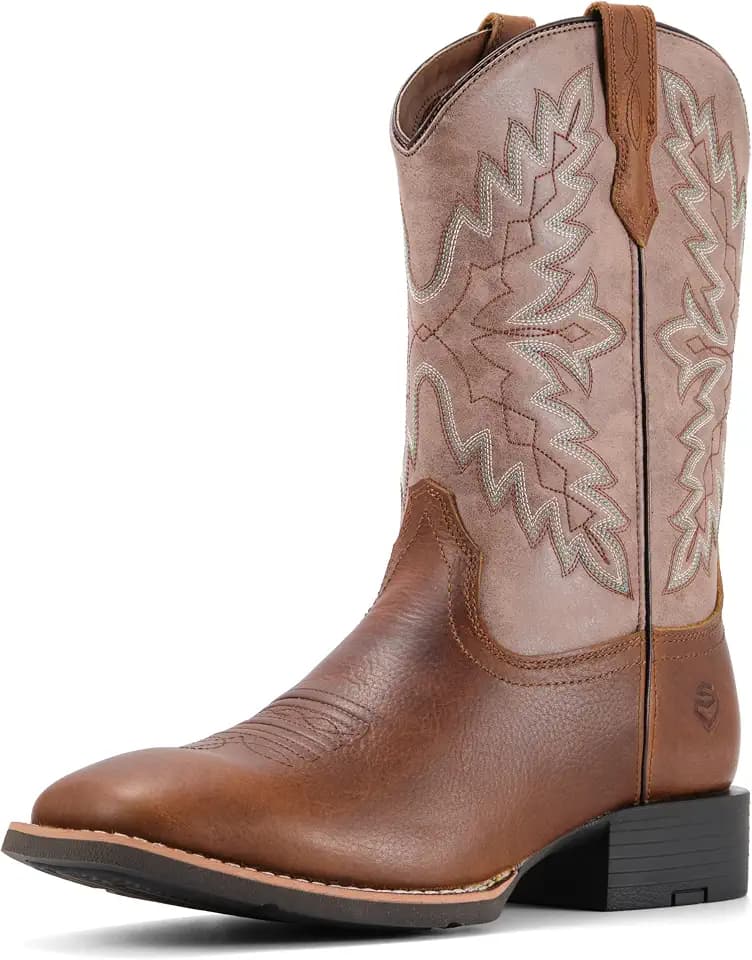 SUREWAY Cowboy Boots For Men Square Toe Western Boot