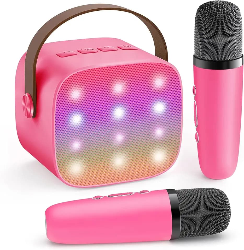 YLL Mini Kinder Karaoke Maschine mit 2 Mikrofon, Karaoke Geschenke für Mädchen Alter 3 4 5 6 7 8 9 10 12 + Jahre alt 4-12 Jahre alt Geburtstag Spielzeug Ostern Geschenk für Mädchen Jungen (Hotpink)