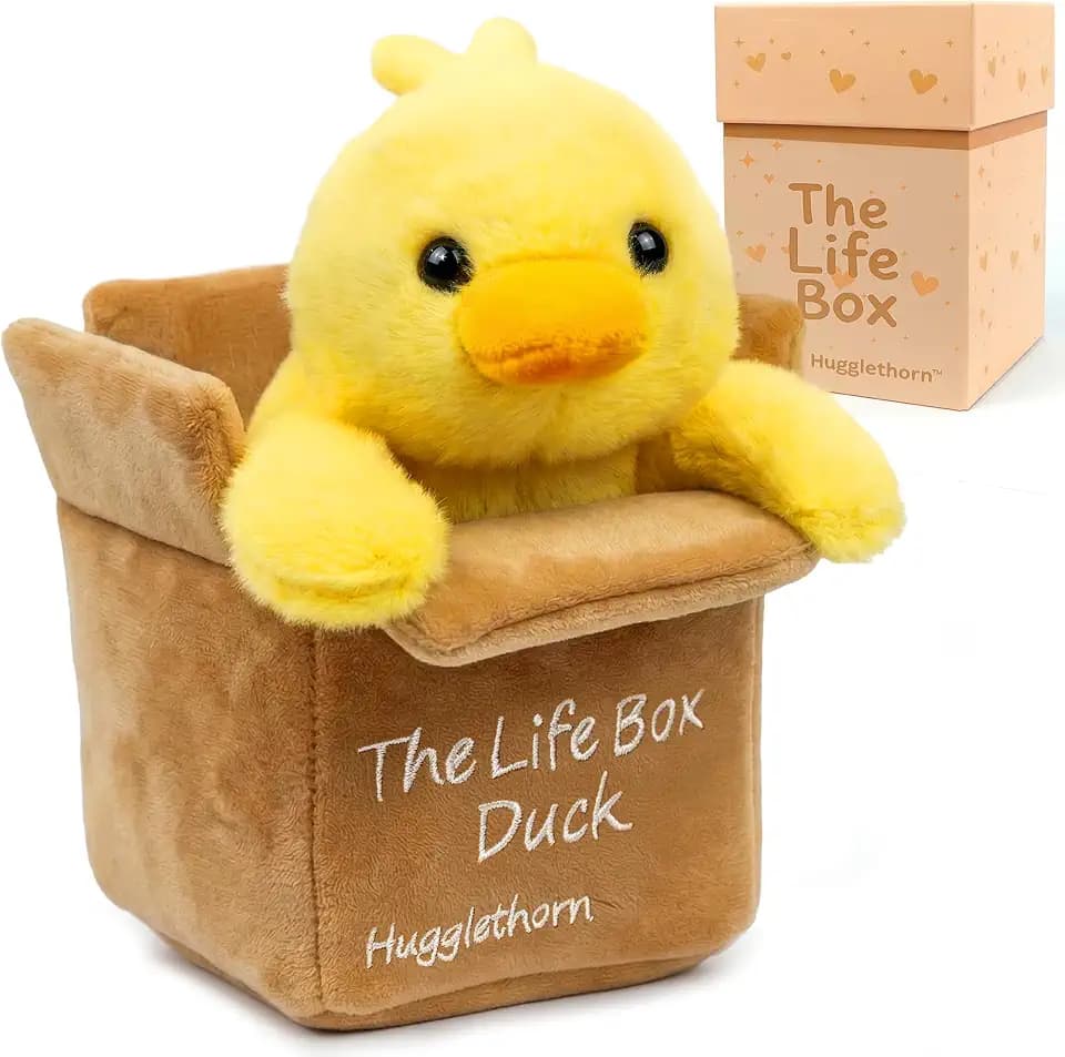 Life Box™ Stuffed Duck – Duck Plush, Duck Stuffed Animal with Story Card & Gift Box, Emotional Support Duck, Meaningful Duck Gift, New Job, Moving & New Beginnings