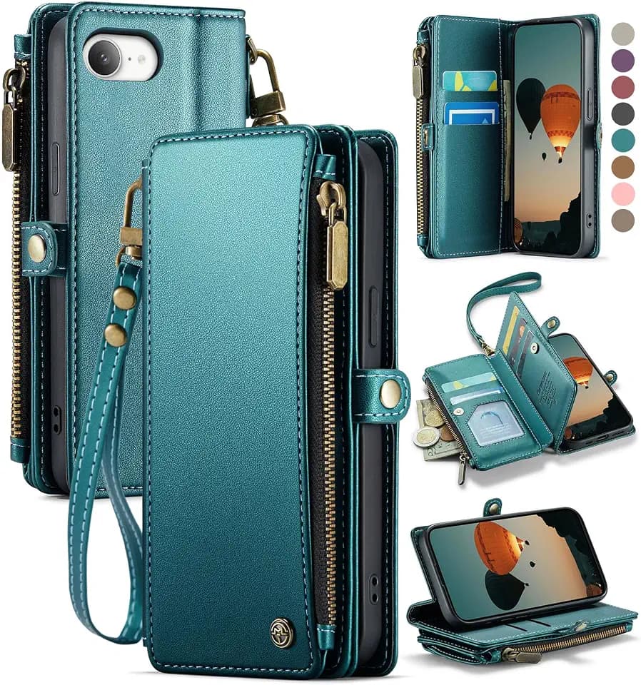 Defencase for iPhone 17E & 16E Wallet Phone Case with Card Holder, Green