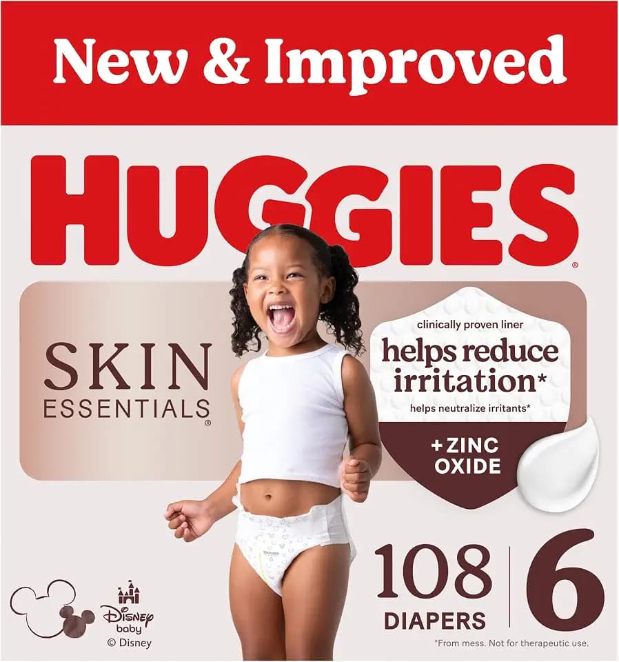 Huggies Skin Essentials Diapers Size 6, 108 Count (2 Packs of 54)
