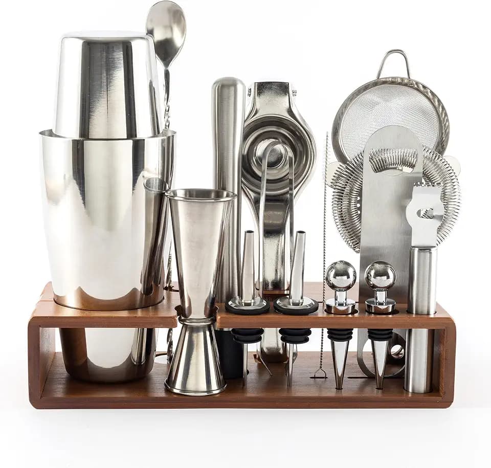 Hanseküche Cocktail Set – 825ml Boston Shaker aus Edelstahl, leicht zu öffnen & ohne Verklemmen, Profi Cocktail Shaker Set inkl. Ständer ideal für Barkeeper & Cocktail-Liebhaber