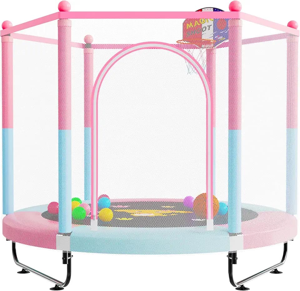 VGMiu 60" Trampoline for Kids, Toddler Trampoline Indoor with Net, Age 3-8
