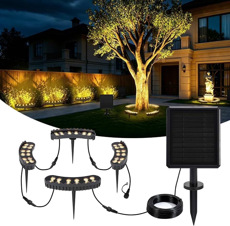 Solar Tree Lights Outdoor, Upgraded Solar Ring Palm Tree Uplights
