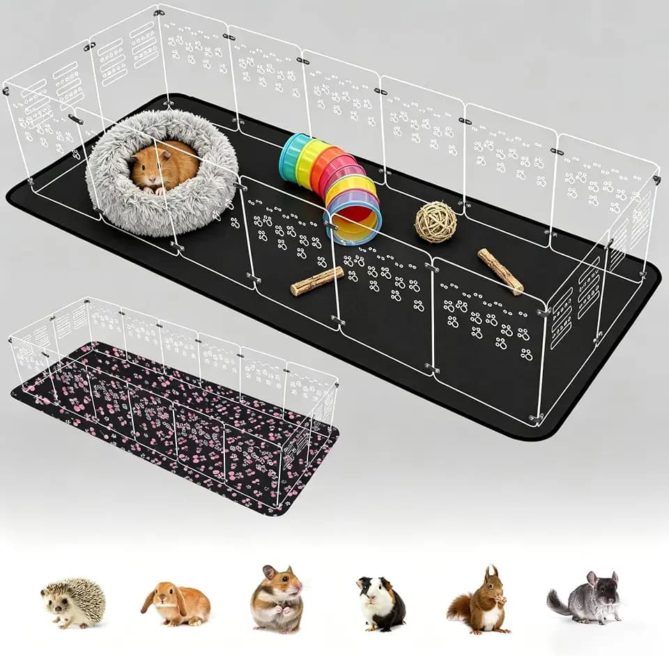 Acrylic Guinea Pig Cage,72" Lx24 Wx14 H,with Waterproof Mat，Heighten,Also for Rabbits, Button Quails, Hedgehogs, Ferrets and Other Small Animals.
