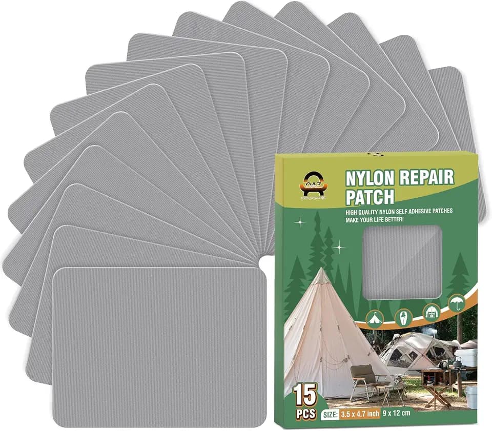 Nylon Selbstklebende Patches, OAZ 15 Stück 9x12cm Selbstklebender Wasserdichte Reparatur Patch, Nylon Flicken Selbstklebend Grau, für Zelte, Daunenjacke, Schlafsack, Tasche