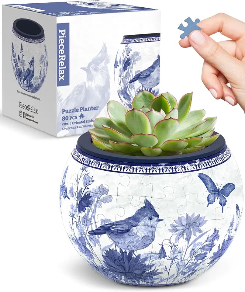 PieceRelax Unique 3D Puzzle Planter - 80 Plastic Pieces [K1115]