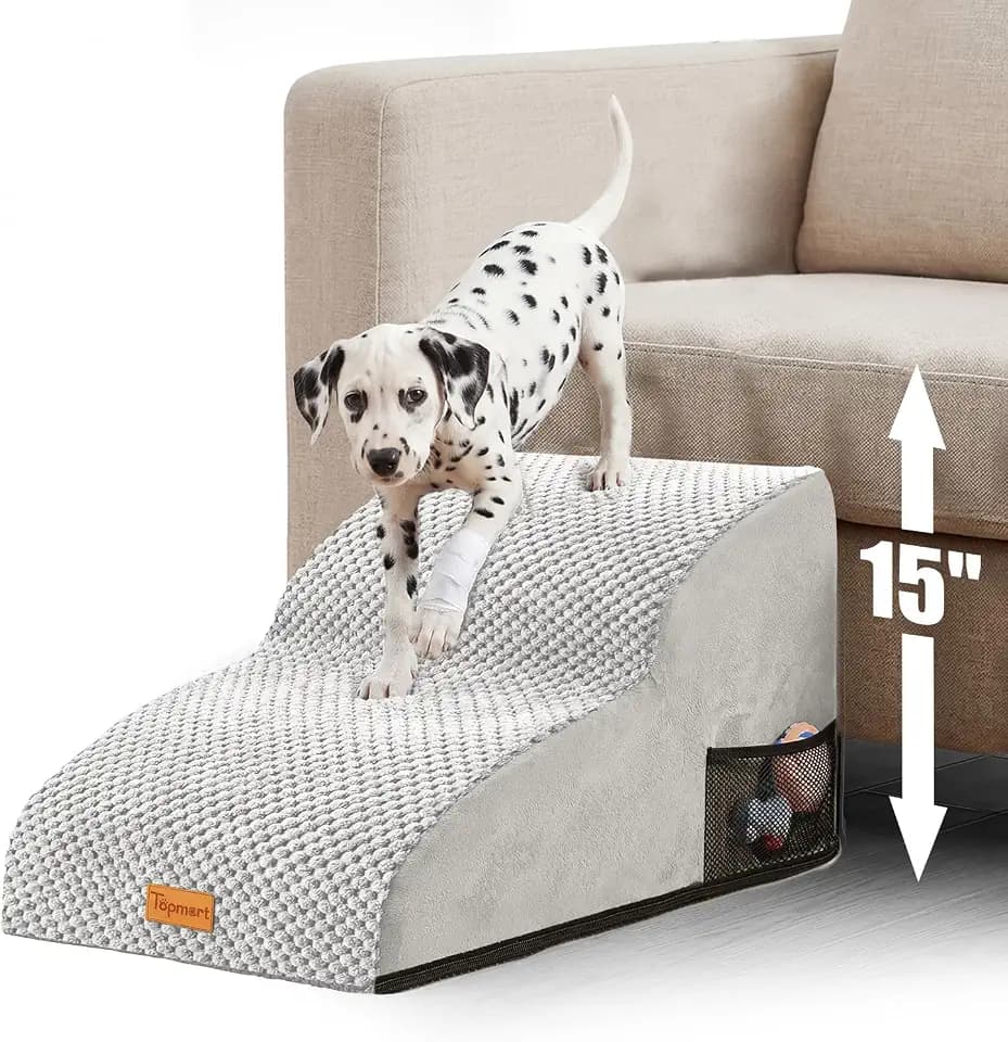 Topmart High Density Extended Foam Dog Ramp&Steps 2 Tiers,11.8" High