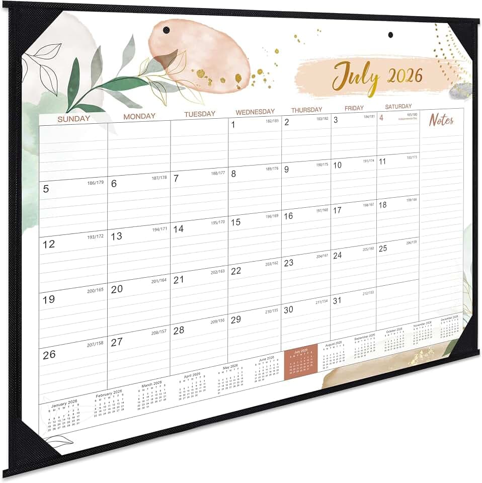 2026-2027 Desk Calendar - Desk Calendar 2026-2027, JUL. 2026 - DEC.2027, 22" x 17", 18 Monthly Desk/Wall Calendar, Large Ruled Blocks, Notes, Thick Paper, Corner Protector, Rolled Desk Calendars with Box