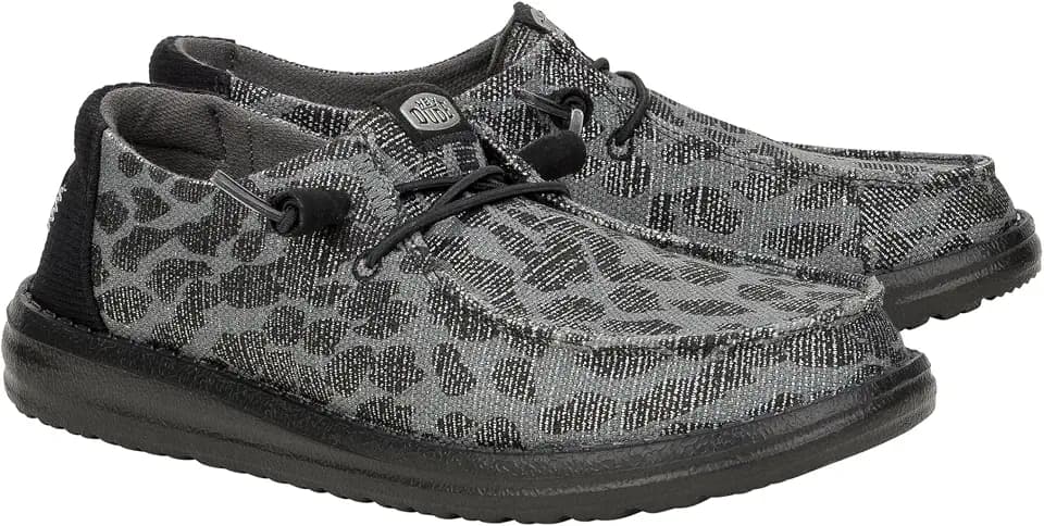 HEYDUDE Wendy Star Loafers for Little, and Big Kid - Textile Upper with Lace Detailing, Removable Insole, Chic and Nice