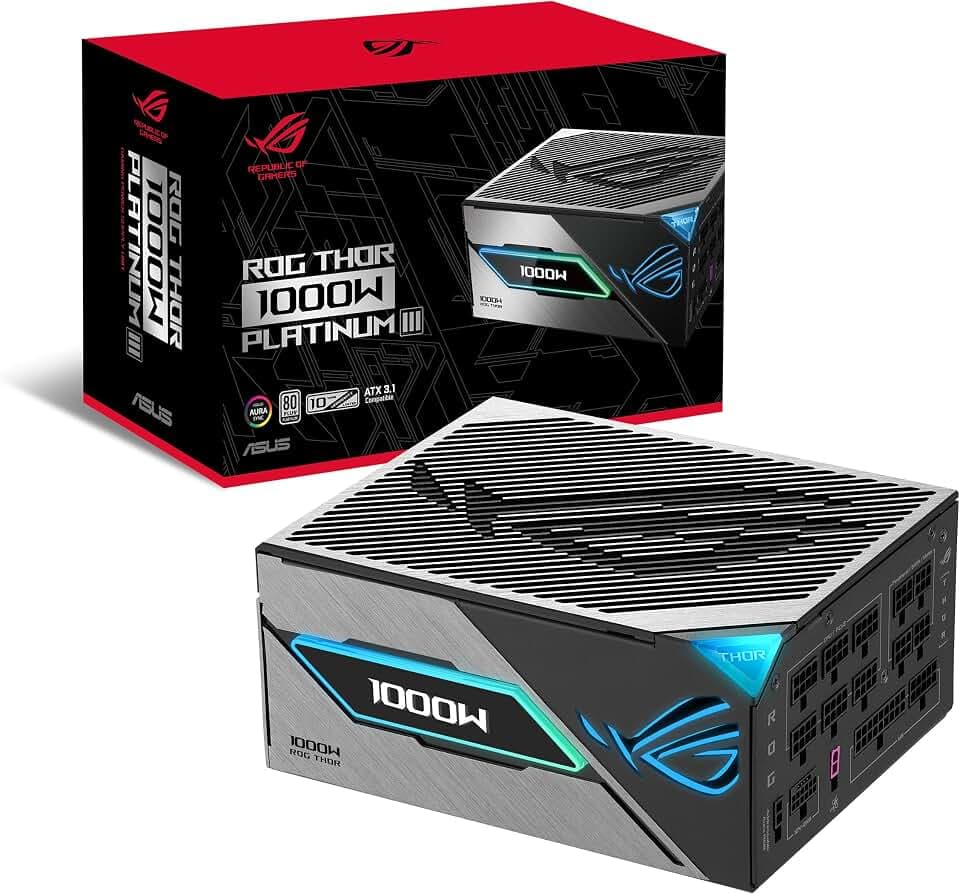 ASUS ROG Thor 1000W Platinum III Gaming Netzteil | Vollmodulares ATX Netzteil, OLED Display, GPU-First, Cybenetics Platinum, GaN-MOSFET, ATX 3.1, PCIE 5.1, 12V-2x6 Connector