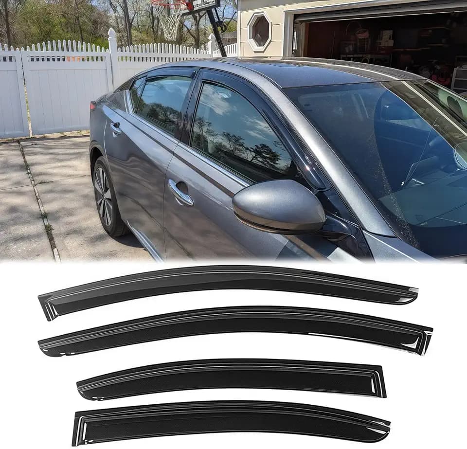 Rainproof Side Window Wind Deflectors for 2009-2015 Nissan Maxima, Tape-on Sun Rain Guard Sets,Nice Looking Window Visors for Cars,Vent Deflector for 09-15 Nissan Maxima 94100
