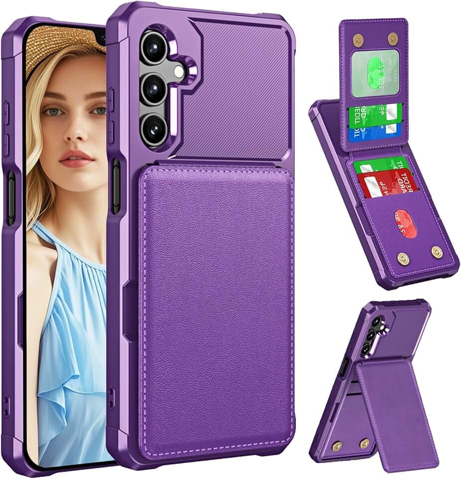 CCSmall for Samsung Galaxy A17 5G Phone Case Wallet Card Holder ZM Purple