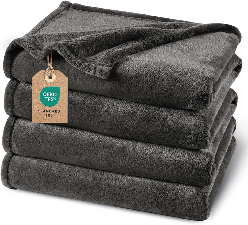 PHF Kuscheldecke Flauschig Fleecedecke 230x270cm - Oeko-Tex Weich Warm Wohndecke, 1PC Decke Blanket für Couch Sofa Bett, Tagesdecken & Kuscheldecken, Sofa überwurfdecke, Dunkelgrau