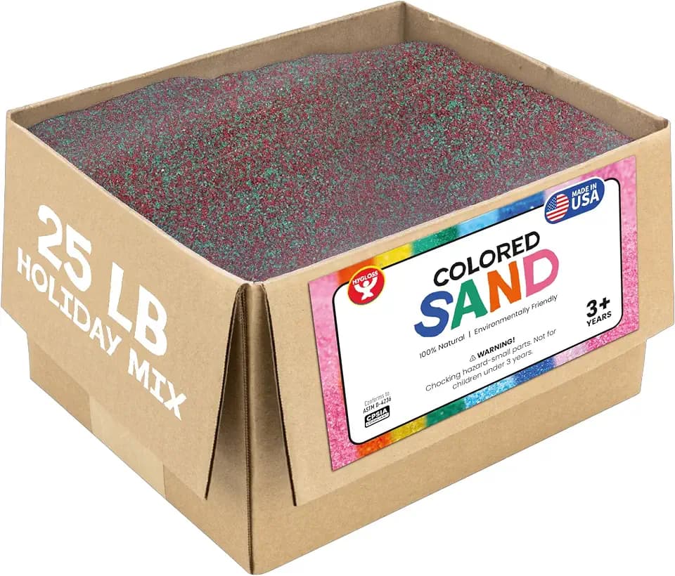 Hygloss Colored Sand – Holiday Red & Green Color Festive Craft Sand for Art Christmas, Xmas Party, Winter Decor, Seasonal Projects, Kids Crafts – 100% Natural & Environmentally Friendly (25 lb Bottle)