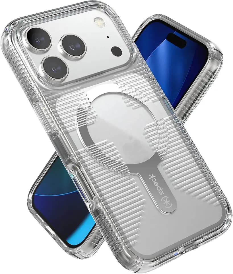 Speck GEMSHELL Grip +MS Case for iPhone 17 Pro - Clear/Clear | Slim Protective Grip | Drop Protection | MagSafe Compatible
