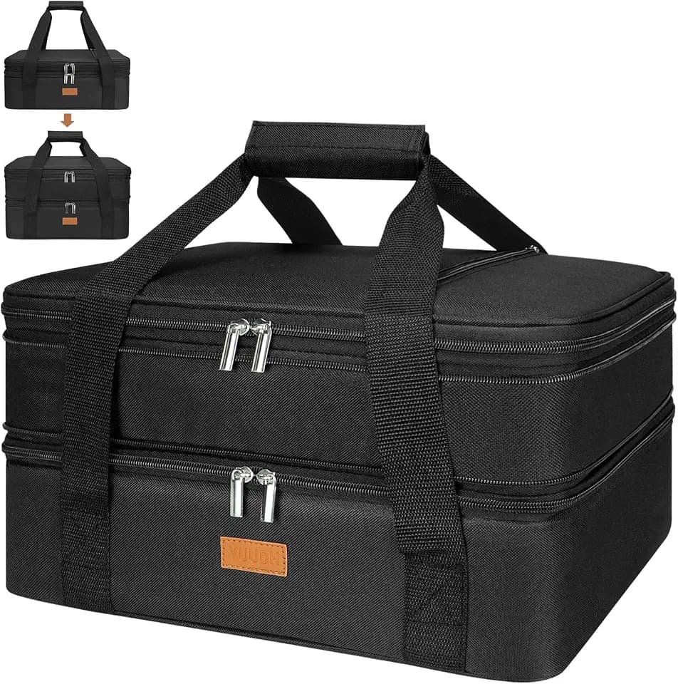 Expandable Casserole Carrier Bag - Double Decker Food Bag, Insulated Casserole Carrier for Hot or Cold Food, Lasagna Holder Tote for Picnics,Beaches,Traveling or Gifts
