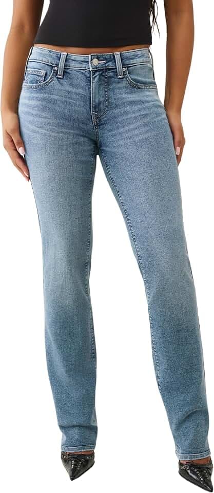 True Religion Damen Billie Single Needle Mid Rise Straight Jeans