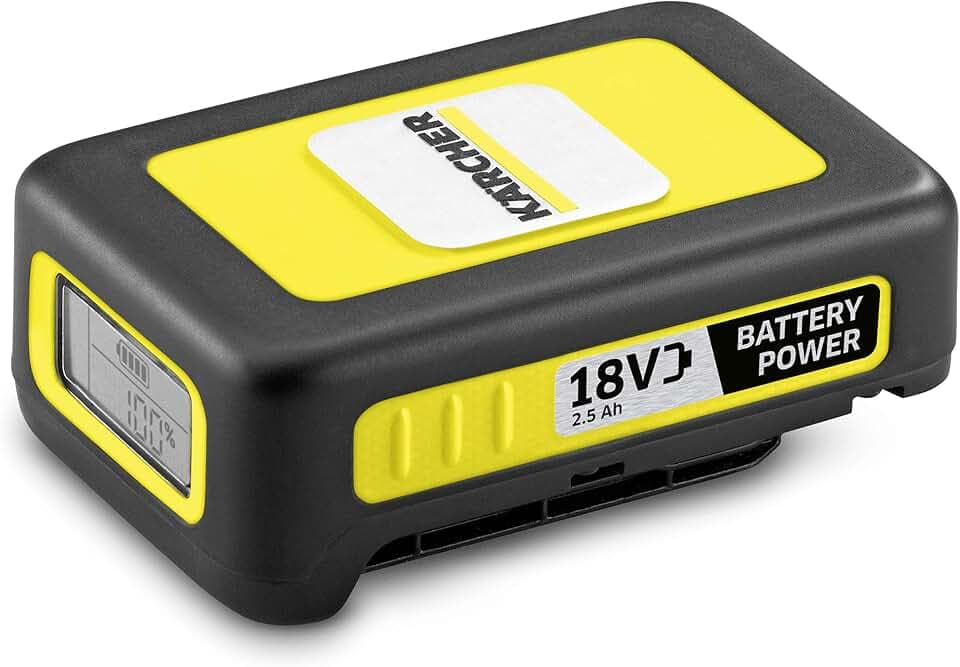 Kärcher Battery Power18/25,18 Vor36 V, 2,5 Ah(Energieverbrauch 45 Wh, Echtzeitanzeige Akku, Lithium-Ionen-Akku, extrem robust, Temperaturmanagement, Strahlwasser geschützt, automatischer Lagermodus)