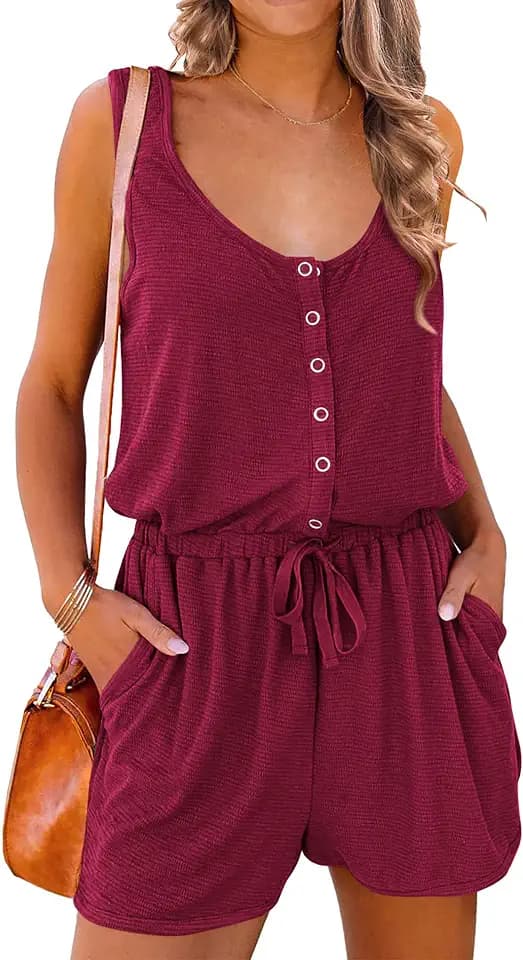 PRETTYGARDEN Women's Summer Casual Short Tank Rompers