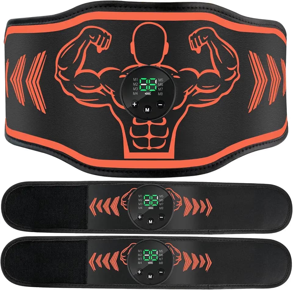 Tosucs EMS Trainingsgerät,Bauchmuskel Gürtel Elektrisch，EMS Elektrische Muskelstimulation 8 Modi & 25 Intensitäten,USB-aufladbar mit DREI Controllern für Bauch/Arm/Bein-Übungen für Männer und Frauen