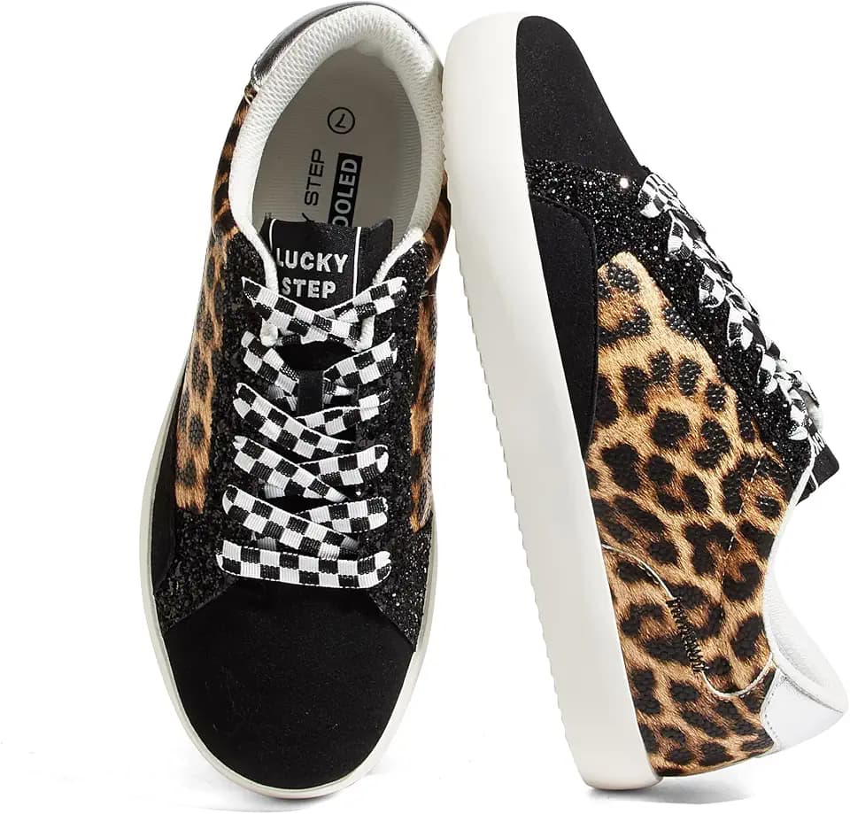 LUCKY STEP Women Fashion Glitter Sneakers Sparkly Shoes