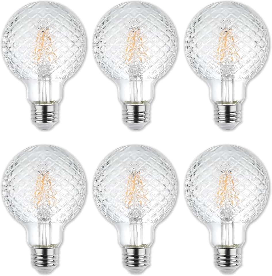Westinghouse 5268020 G25 LED Light Bulbs, 6-Pack, Dimmable, Clear