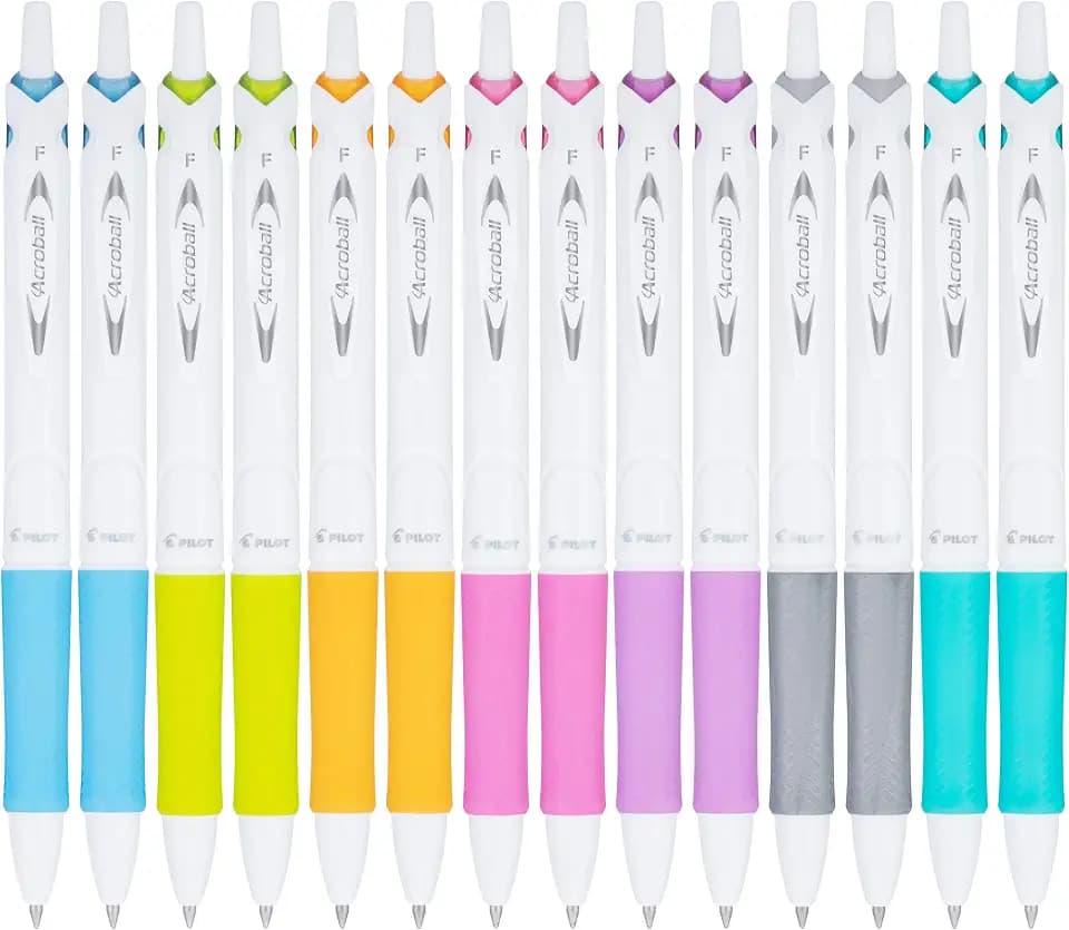 PILOT Acroball PureWhite Advanced Ink Ball Point Pens, 0.7mm, 14-Pack