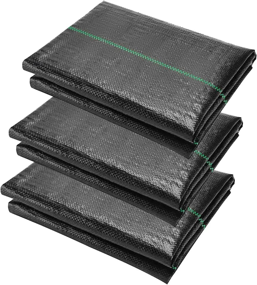 5 x 10 Feet 3 Pack Weed Barrier Fabric Garden Landscape Weed Blocker Woven Fabric Heavy Duty Ground Cover Mat