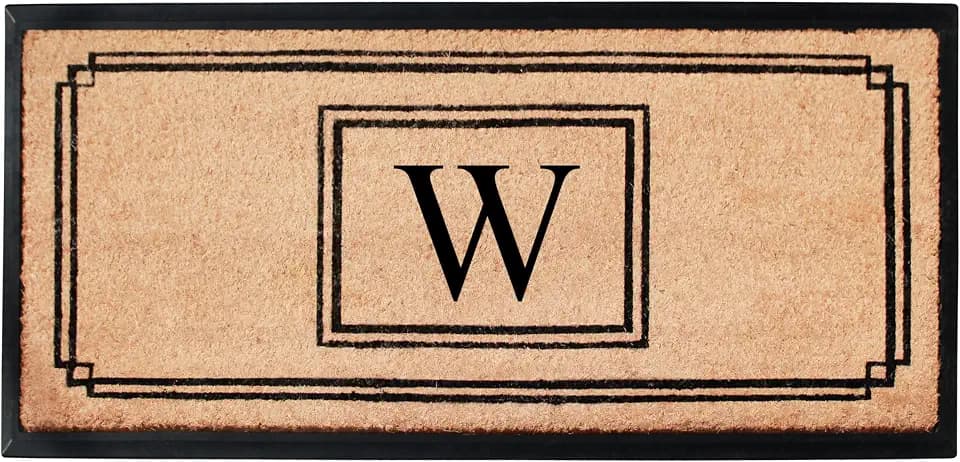A1HC Natural Coir Monogrammed Doormat for Outside Entrance, Heavy Duty, Low Profile, Anti-Shed Treated Front Door Mat, Easy to Clean, Long Lasting Entryway Doormat - 24"x48"