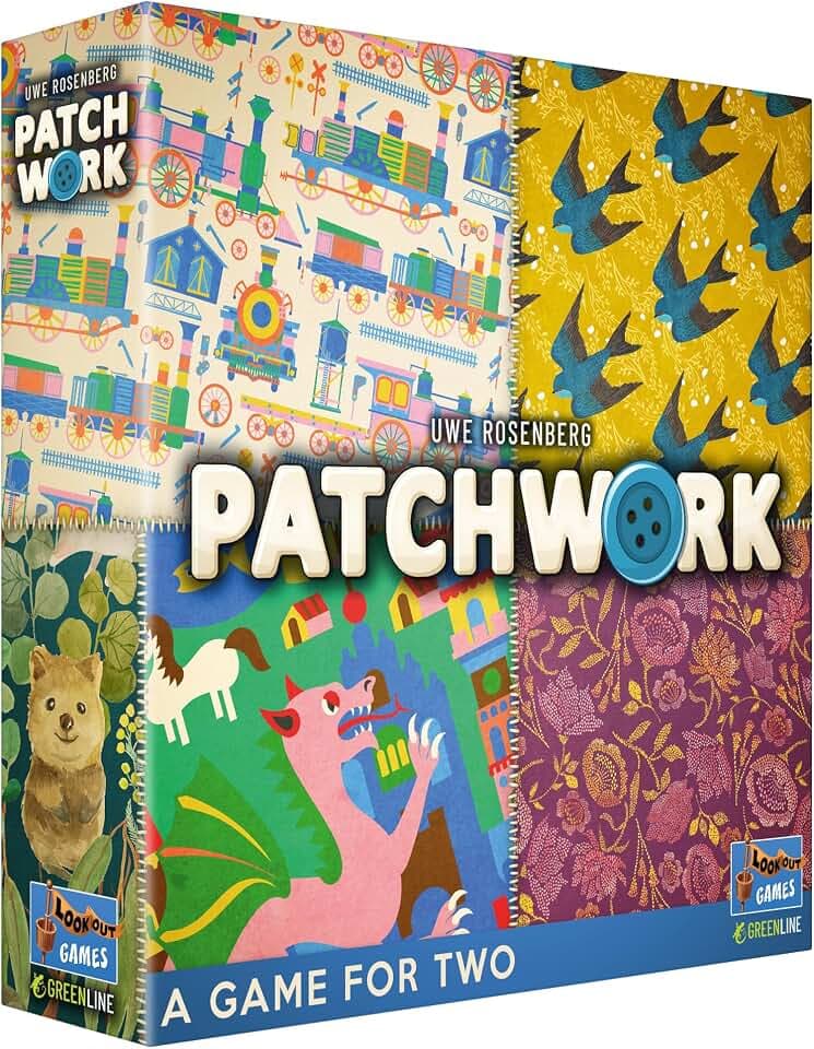 Lookout Games Patchwork-Brettspiel (überarbeitete Edition), interaktives Quilt-Puzzle-Strategiespiel, Familienspaß für Kinder und Erwachsene, ab 8 Jahren, 2 Spieler, 30 Minuten Spielzeit