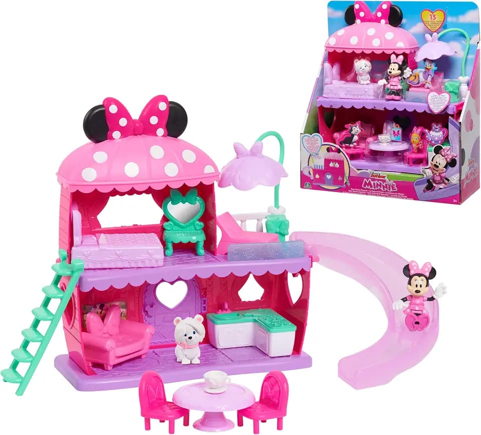 Just Play Disney Junior Minnie Mouse Bow Home Spielset, inklusive Minnie Mouse-Figur und Zubehör, Kinderspielzeug ab 3 Jahren