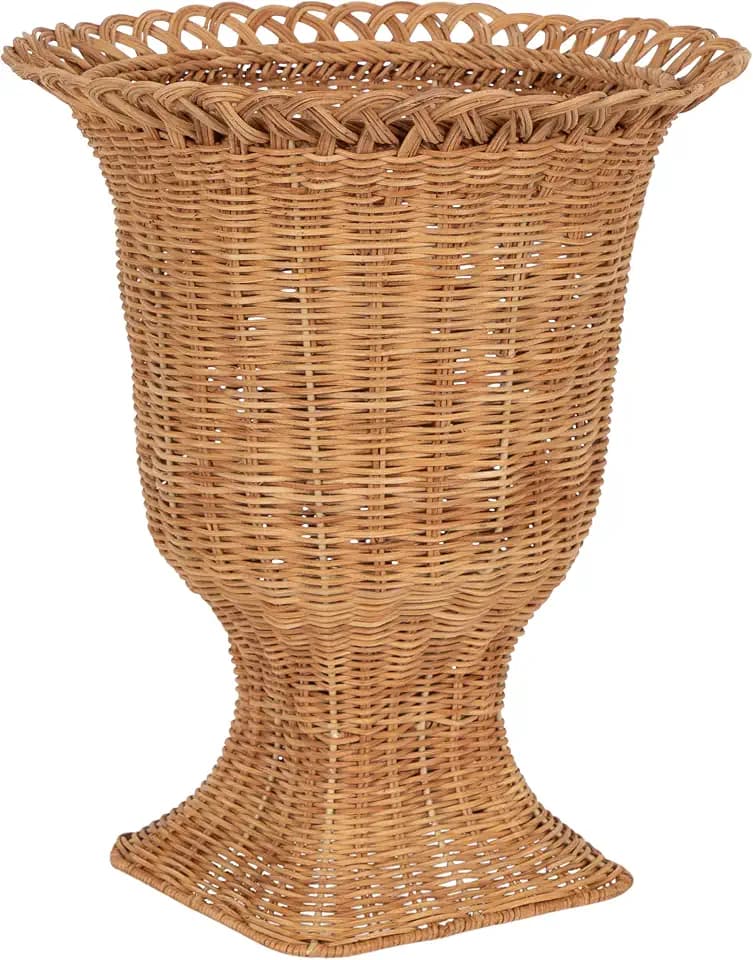Kate and Laurel Ascona Modern Tabletop Round Rattan Planter Pot Basket