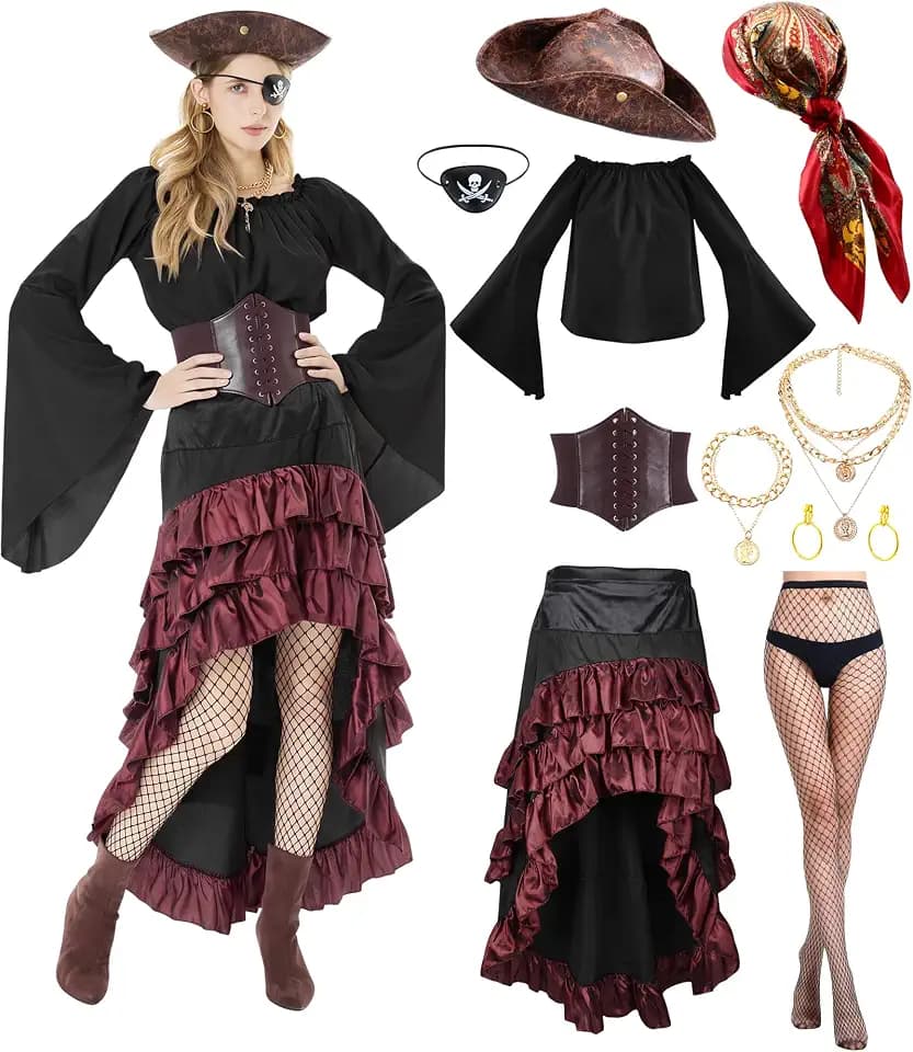 Chicingyou 11 Pcs Women Pirate Costume Halloween
