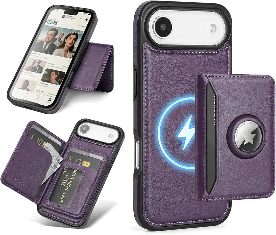 Antsturdy Compatible with MagSafe iPhone 17 Air Wallet Case,Purple