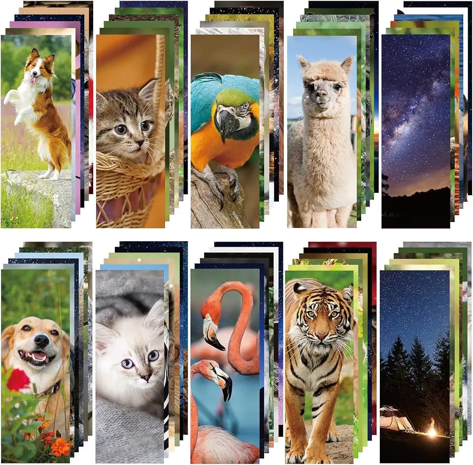 Chinco 120 Pcs Bookmarks for Kids， Reading Gift Bulk, Vivid Animal