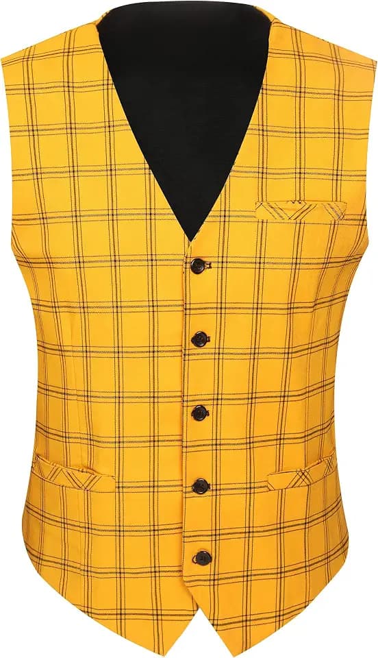 NOVOCCT Mens Plaid Suit Vest Slim Fit Stretch for Business Casual