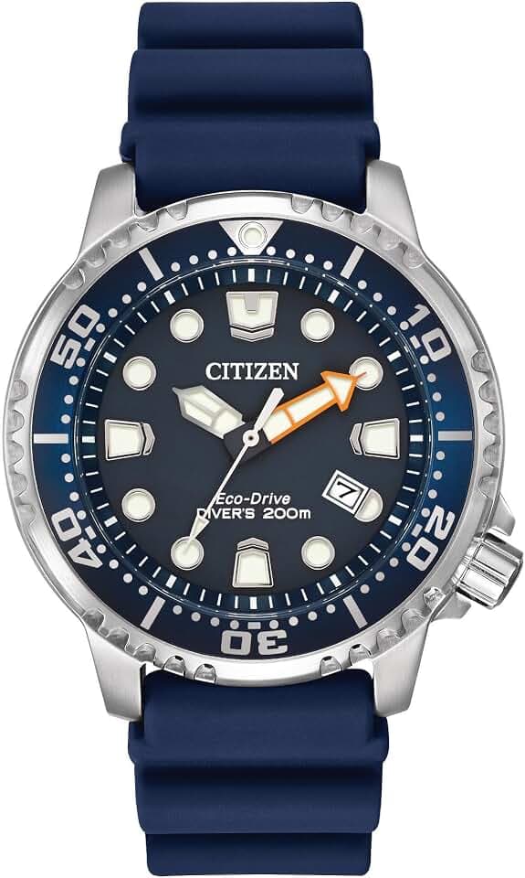 CITIZEN Promaster Dive Eco-Drive Watch, 3-Hand Date, ISO Certified, Luminous Hands and Markers, Rotating Bezel