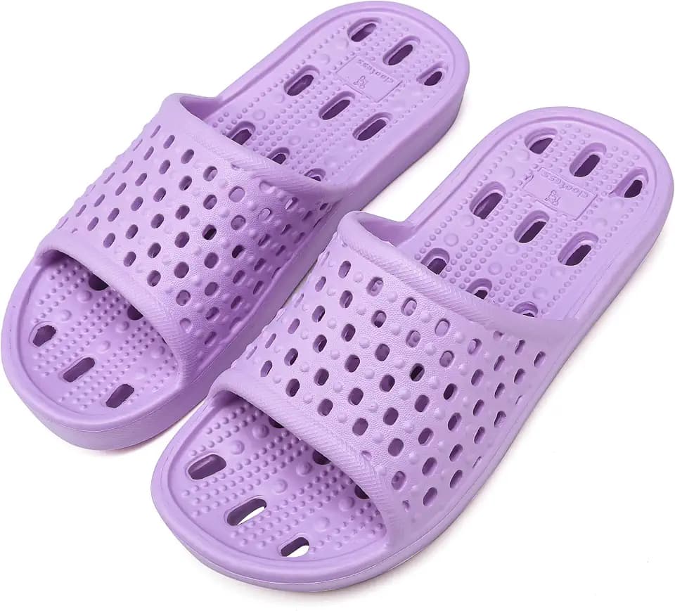 Shower Shoes for Men and Women,Non-Slip Quick-Dry Bath Slippers with Drain Holes,Lightweight Pool, Gym, Bathroom & College Dorm Sandals