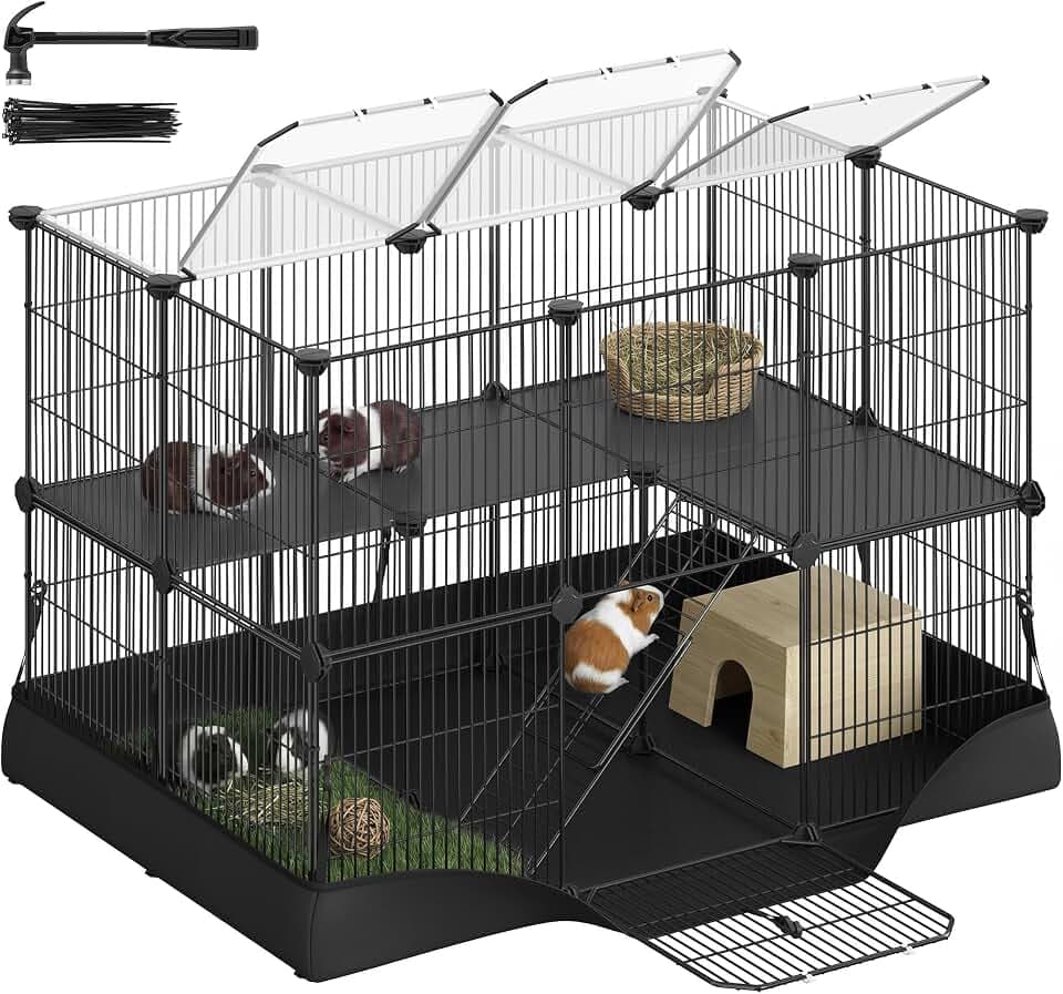 SONGMICS Guinea Pig Cages, 2-Tier Small Animal Cage