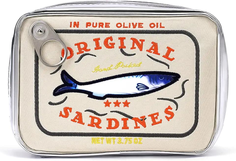 Cessfle Canned Sardines Makeup Bag, Funny Sardine Tin Fish Cosmetic Bag, Creative Cute Makeup Bag Kawaii Pencil Case Pouch, Coquette Make up Pouch for Women