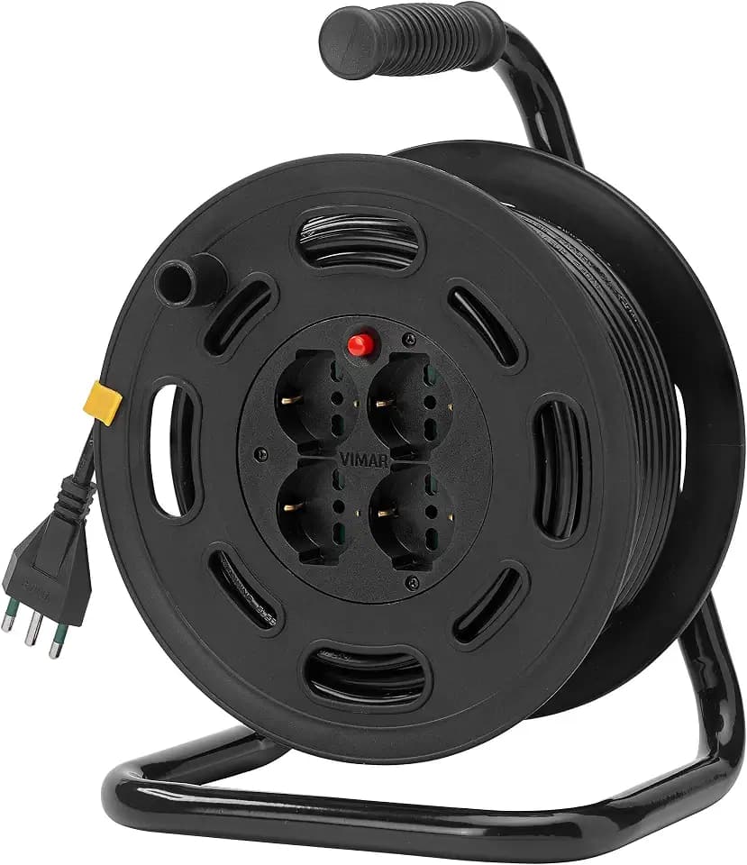 Vimar VIM-0P32731 Kabelaufwickler 16A mit 4 Universalausgängen (Schwarz)